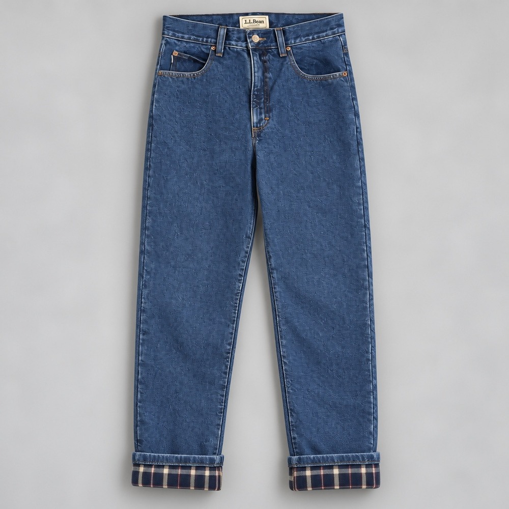 LL Bean Mens 30x34 Flannel Lined Classic Fit Straight Leg Jeans Blue Denim